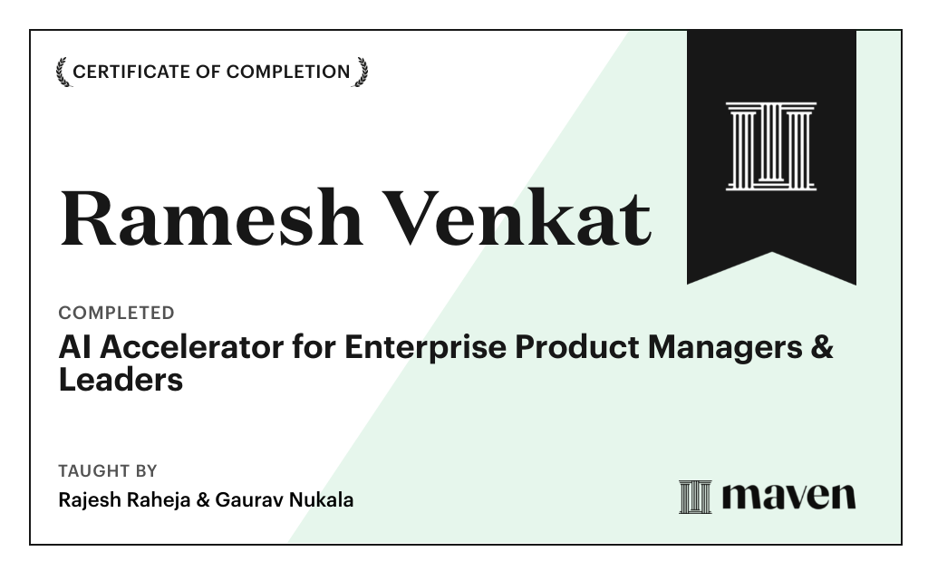 Certificate for AI Accelerator for Enterprise Product Managers & Leaders