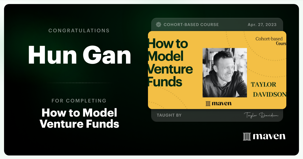 Certificate of Completion for How to Model Venture Funds