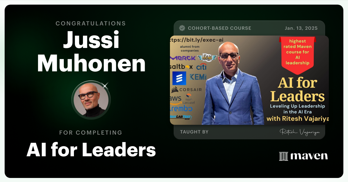 Certificate of Completion for Agentic AI for Leaders