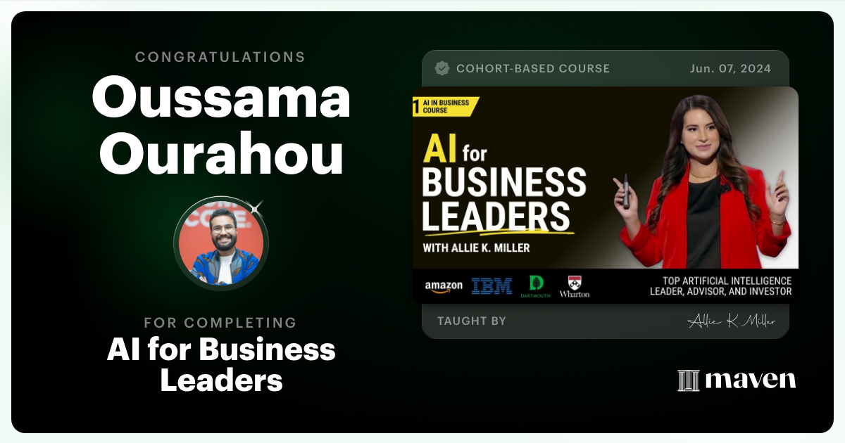 Certificate of Completion for AI for Business Leaders