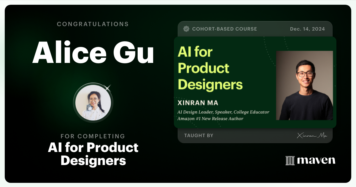 Certificate of Completion for AI for Product Designers
