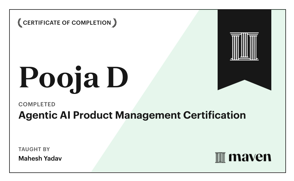 Certificate for Agentic AI Product Management Certification