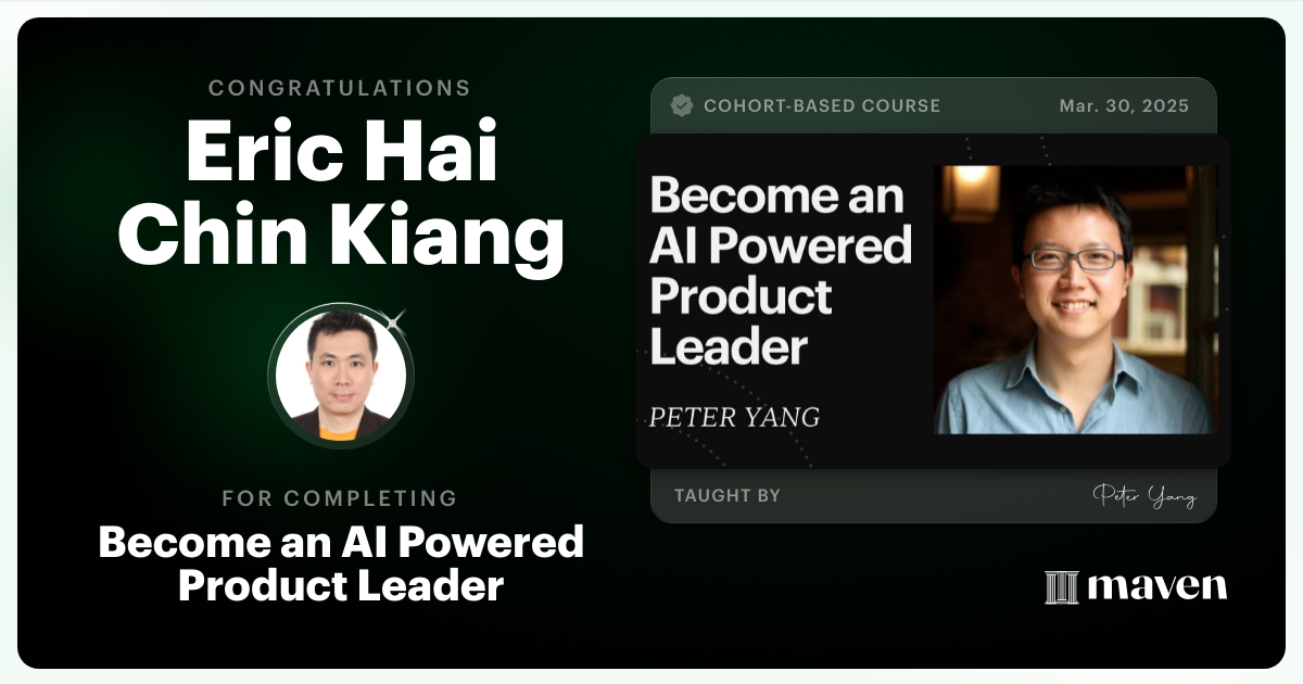 Certificate of Completion for Become an AI Powered Product Leader