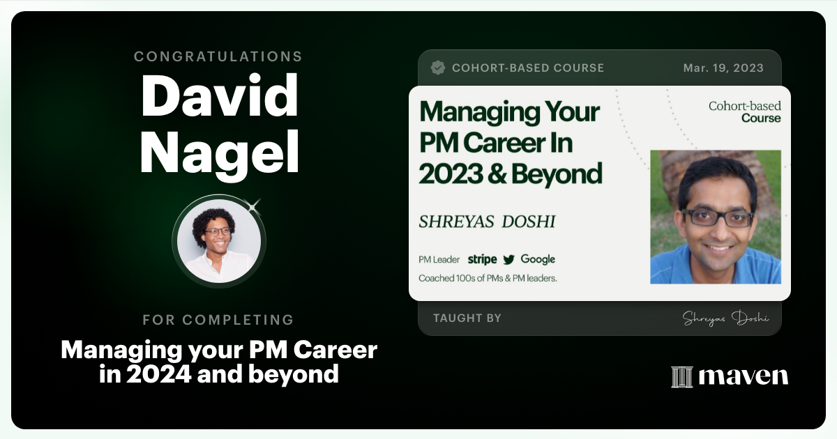 Certificate of Completion for Managing your PM Career in 2025 and beyond