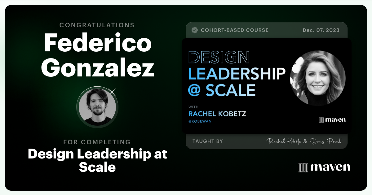 Certificate of Completion for Design Leadership at Scale: Executive