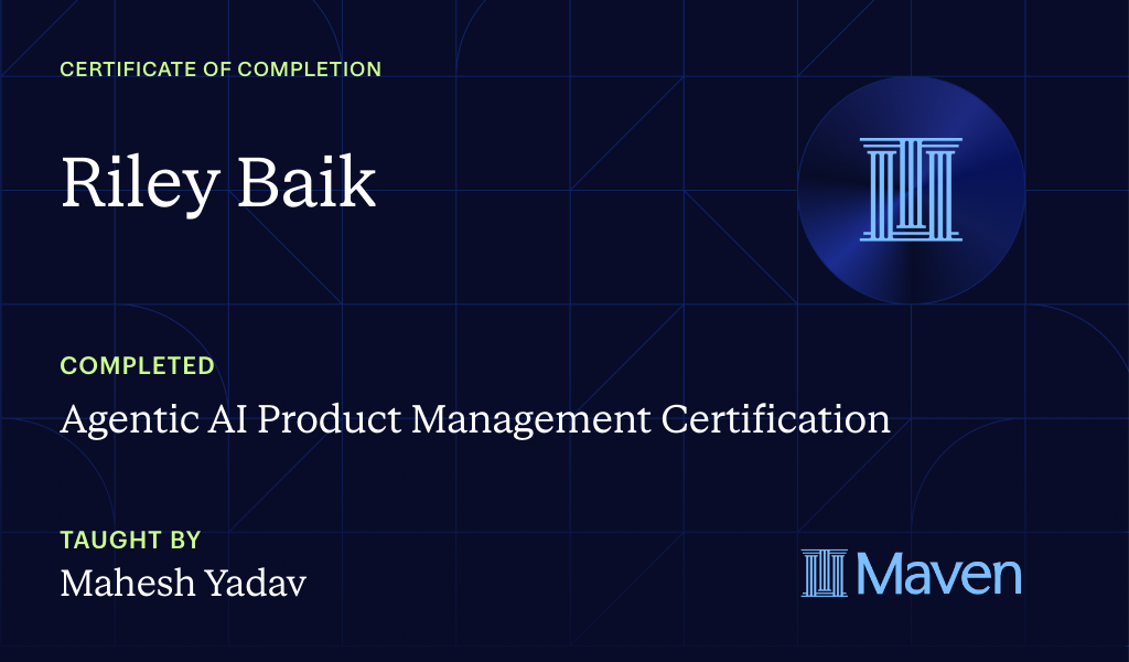 Certificate for Agentic AI Product Management Certification