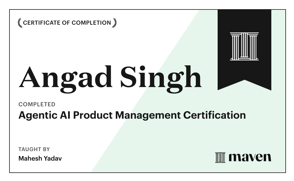 Certificate for Agentic AI Product Management Certification