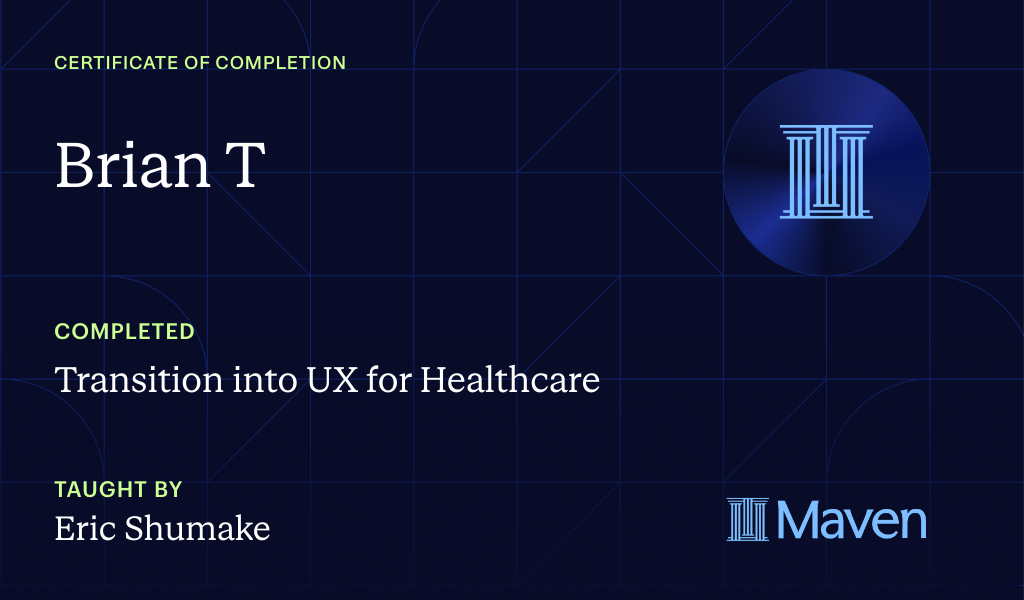 Certificate for Transition into UX for Healthcare
