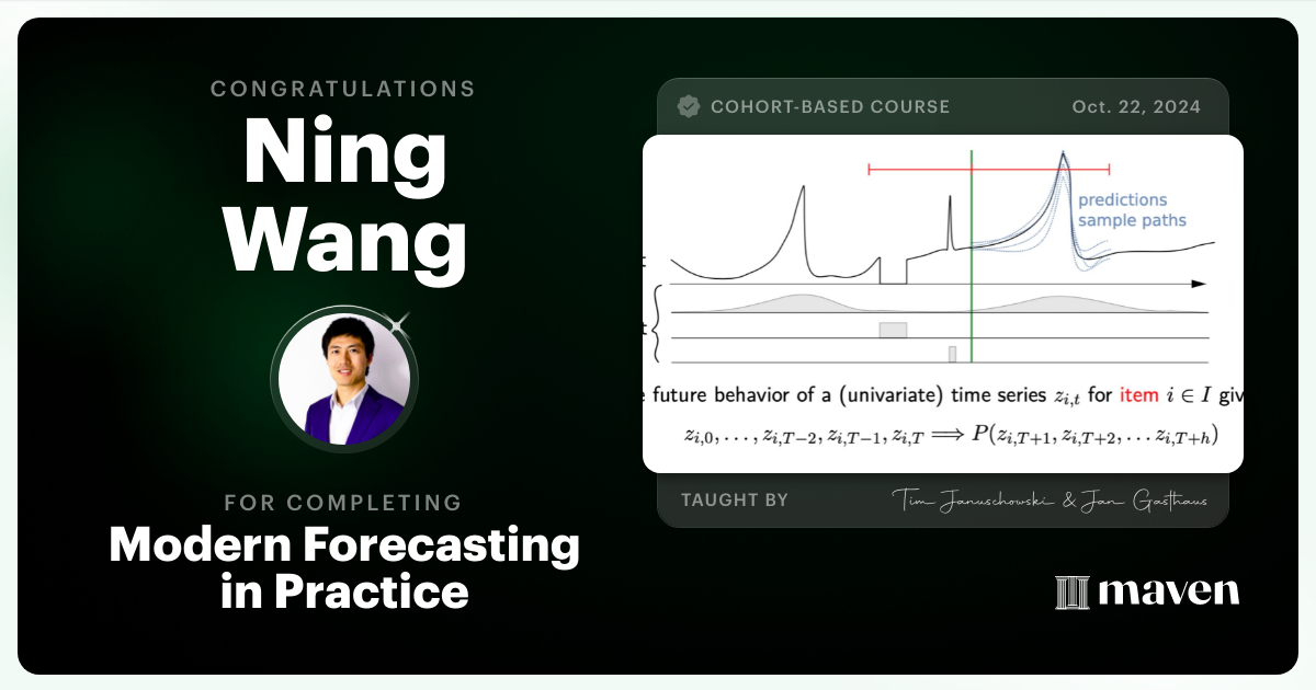 Certificate of Completion for Modern Forecasting in Practice