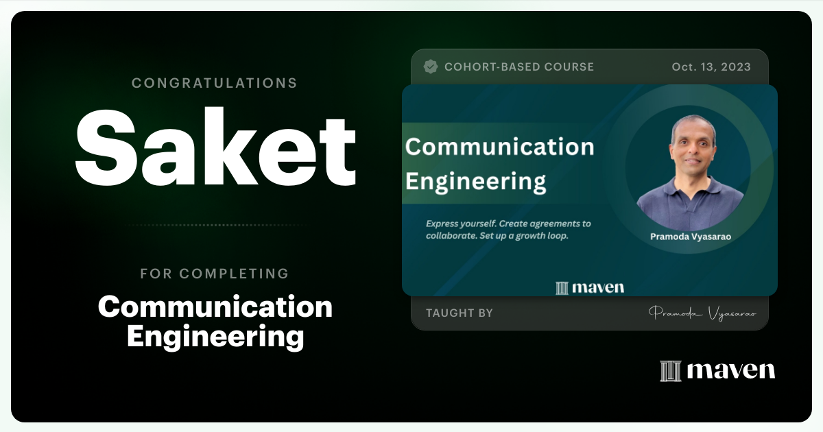 Certificate of Completion for Communication Engineering