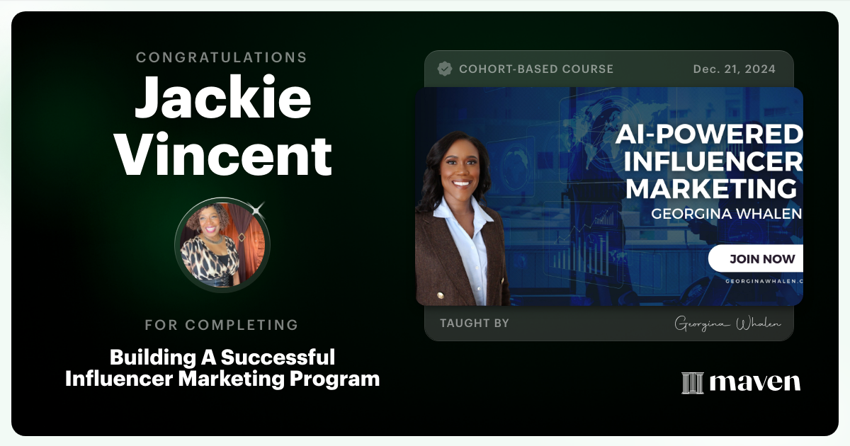 Certificate of Completion for Building A Successful Influencer Marketing Program
