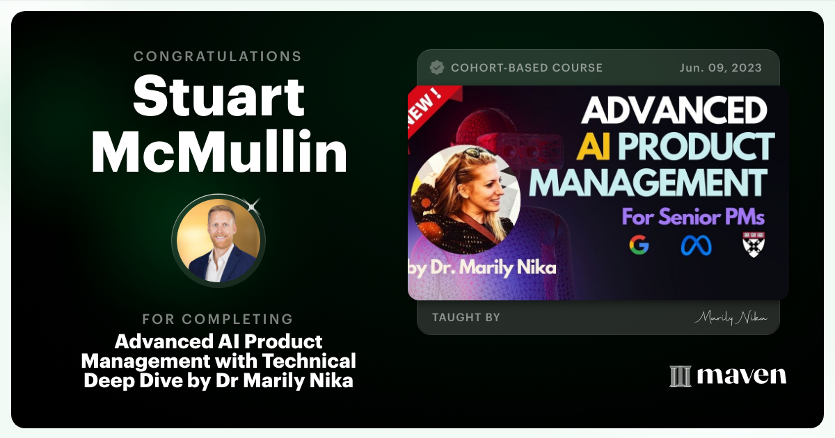 Certificate of Completion for Advanced AI Product Leadership Certification