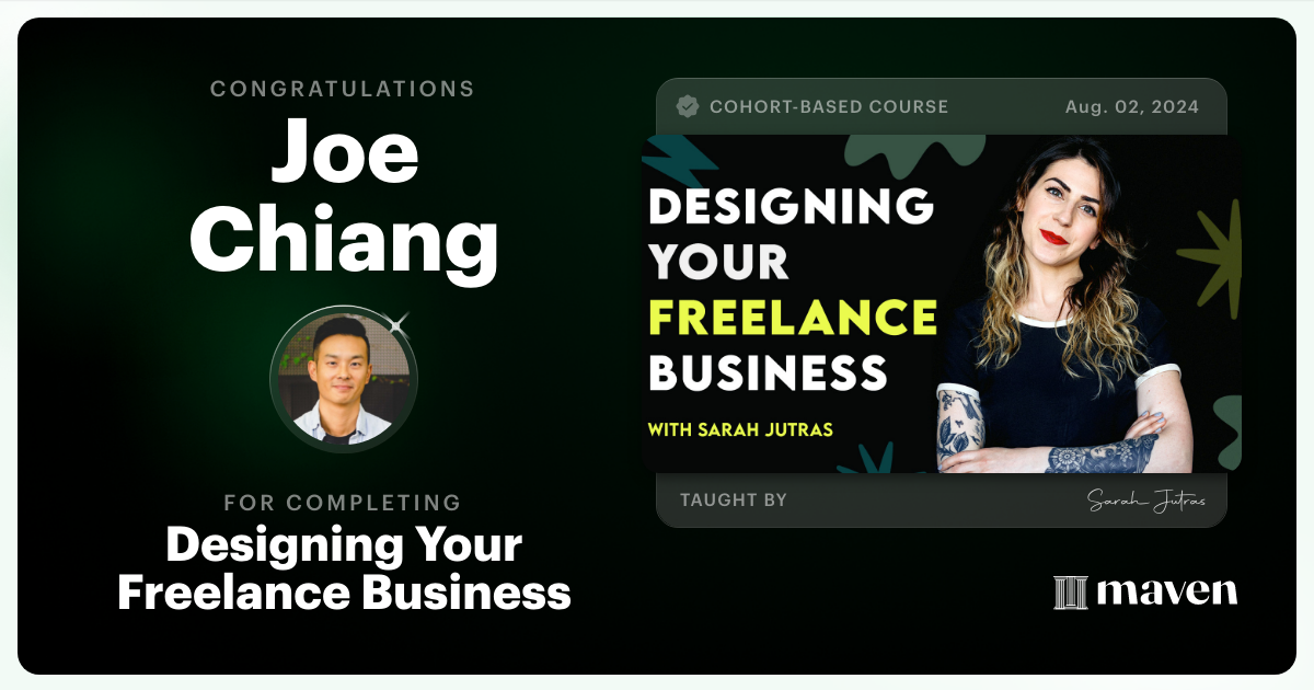 Certificate of Completion for Designing Your Freelance Business