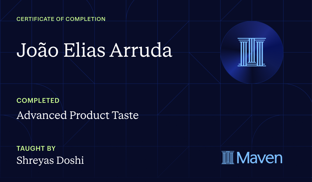 Certificate for Advanced Product Taste