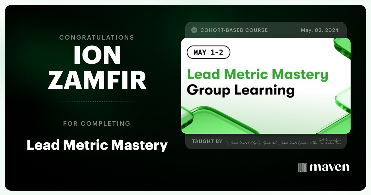 Certificate of Completion for Strategy Series: Lead Generation & Follow Up