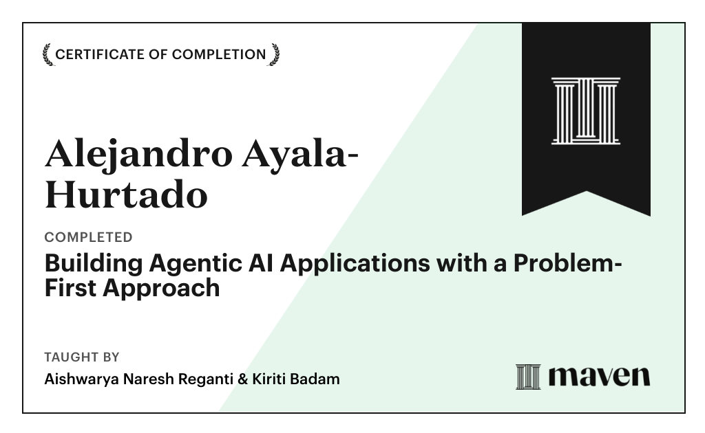 Certificate for Building Agentic AI Applications with a Problem-First Approach