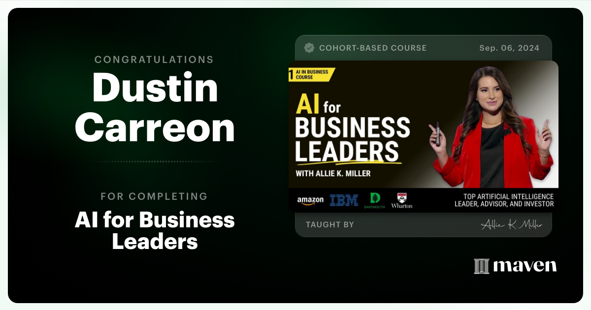 Certificate of Completion for AI for Business Leaders