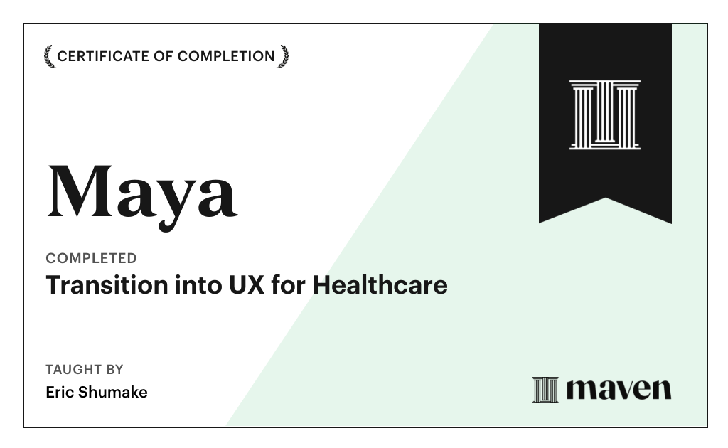 Certificate for Transition into UX for Healthcare