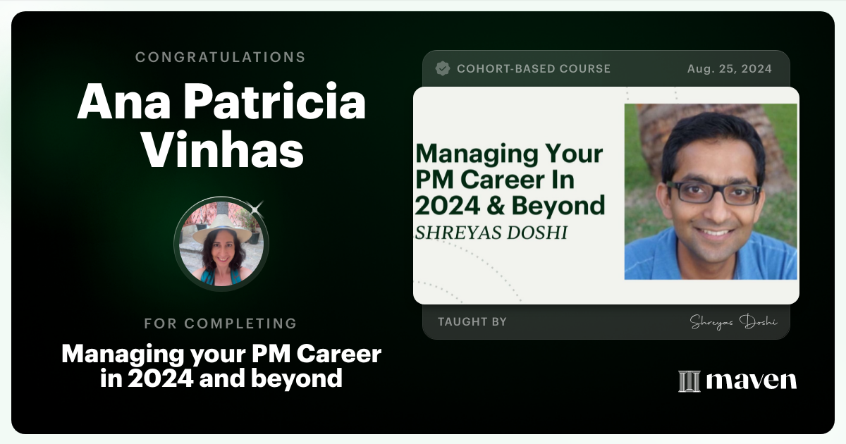Certificate of Completion for Managing your PM Career in 2025 and beyond