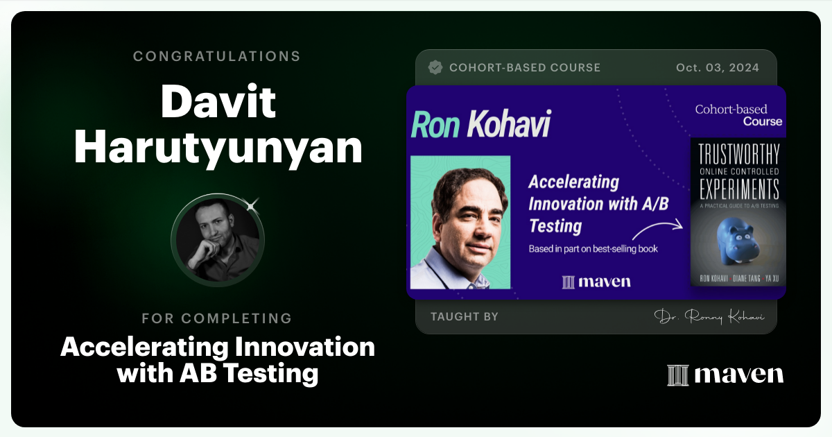 Certificate of Completion for Accelerating Innovation with A/B Testing