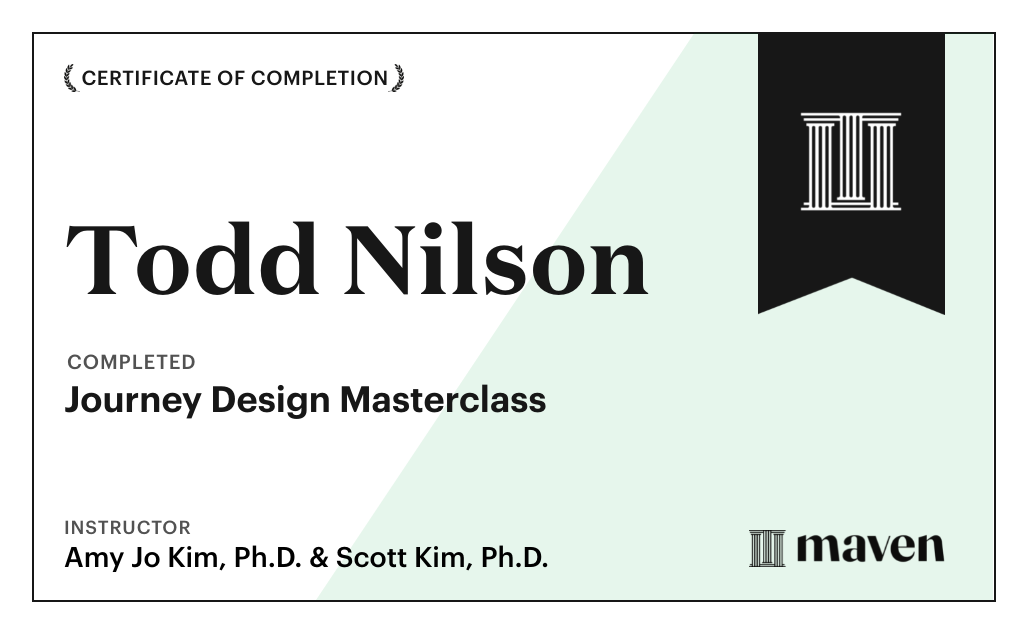 Certificate for Journey Design Masterclass