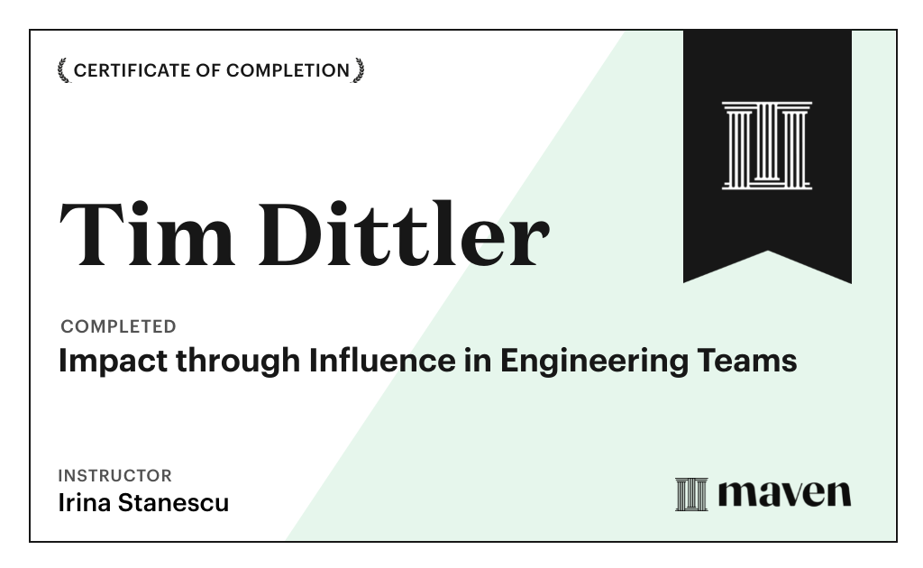 Certificate for Impact through Influence in Engineering Teams