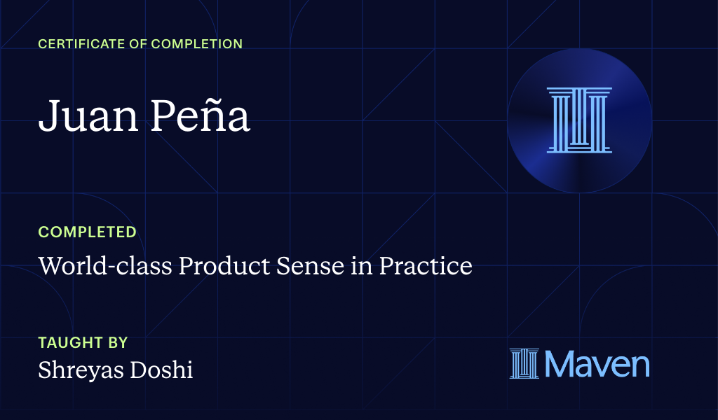 Certificate for World-class Product Sense in Practice