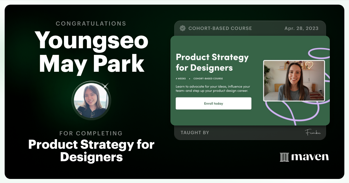 Certificate of Completion for Product Strategy for Designers