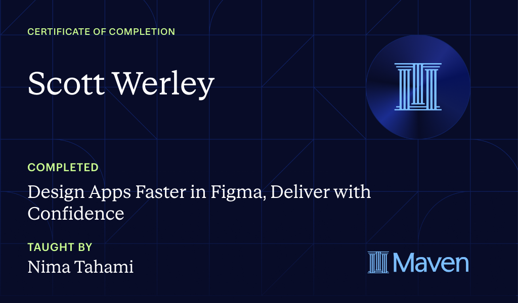 Certificate for Design Apps Faster in Figma, Deliver with Confidence