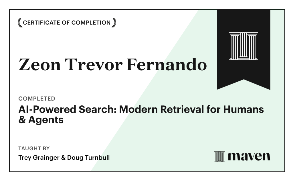 Certificate for AI-Powered Search: Modern Retrieval for Humans & Agents