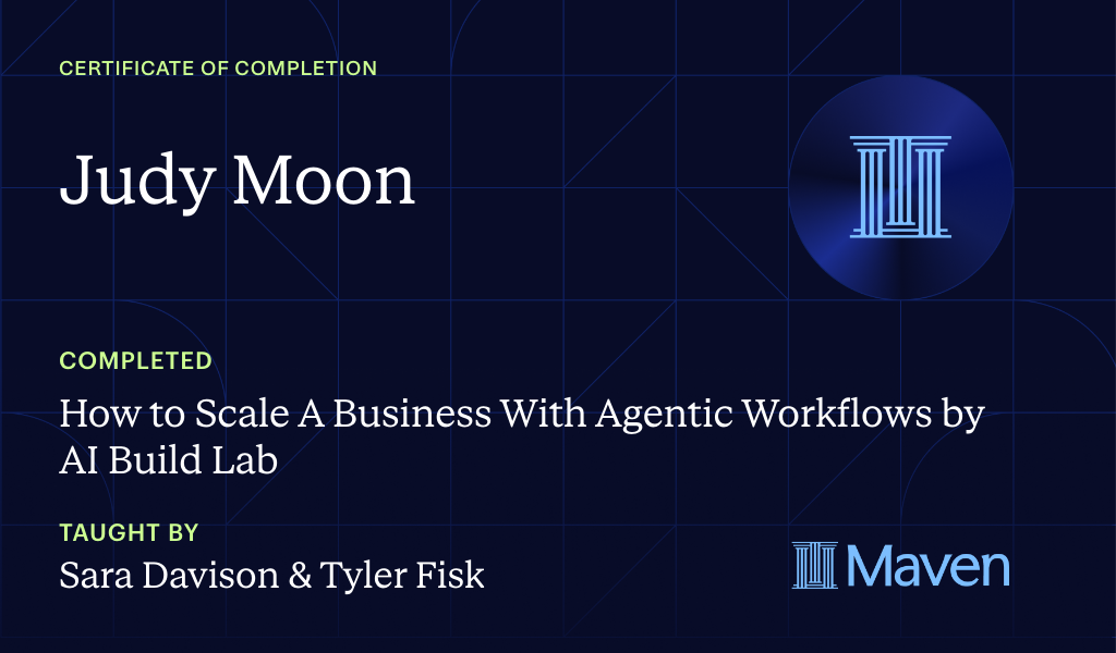 Certificate for Build The AI Agent Workforce That Scales Companies: Own & Run Your Own Agent Org