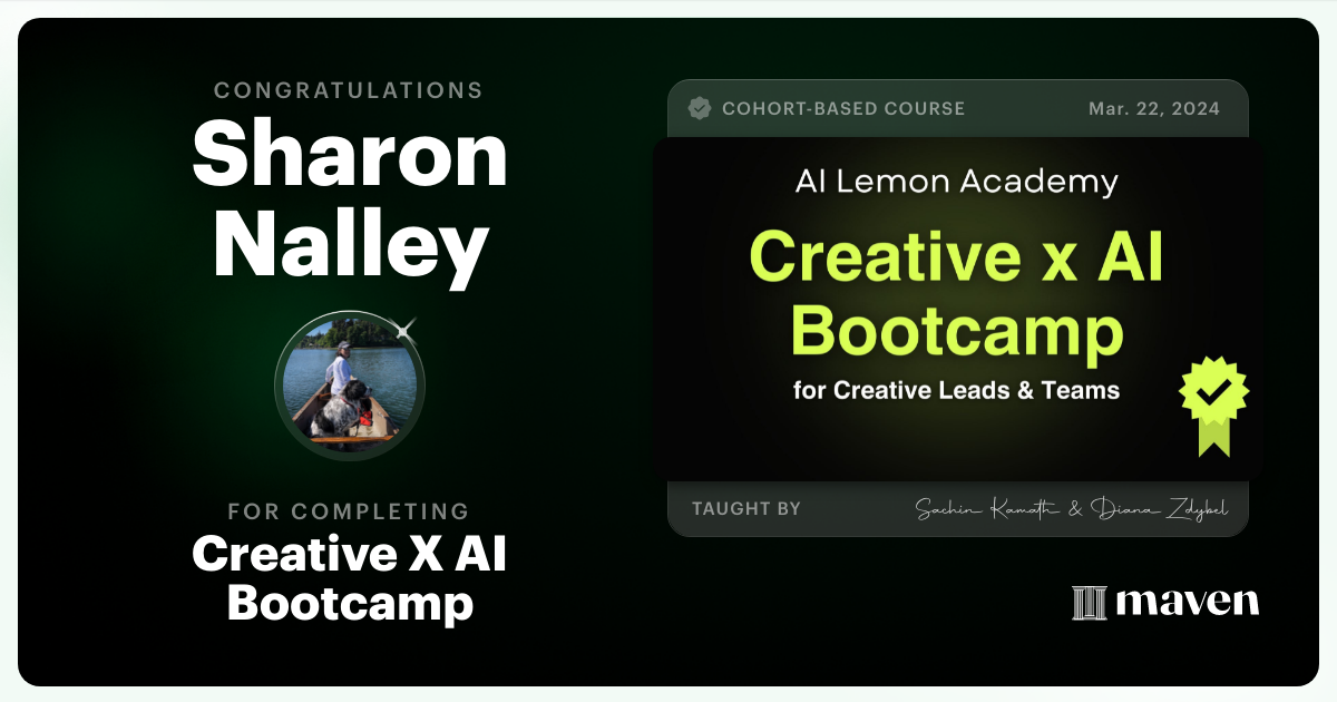 Certificate of Completion for AI x Creative Accelerator
