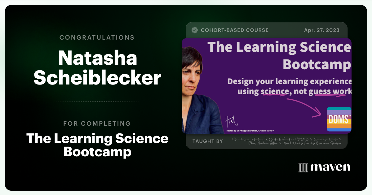 Certificate of Completion for The AI & Learning Design Bootcamp