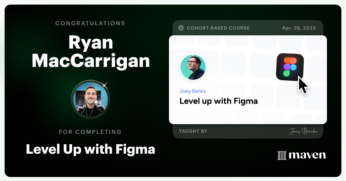 Certificate of Completion for Level Up with Figma