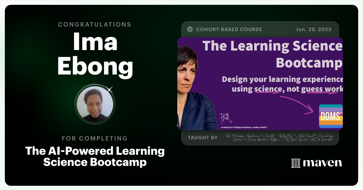 Certificate of Completion for The AI Bootcamp for L&D