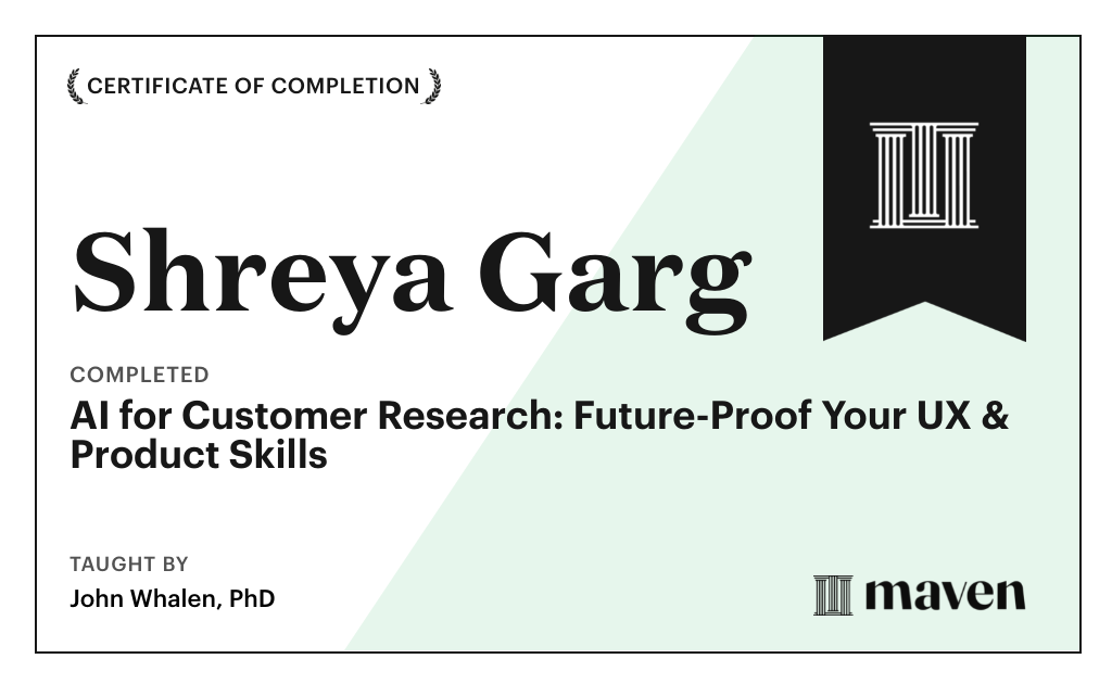 Certificate for AI for Customer Research: Future-Proof Your UX & Product Skills