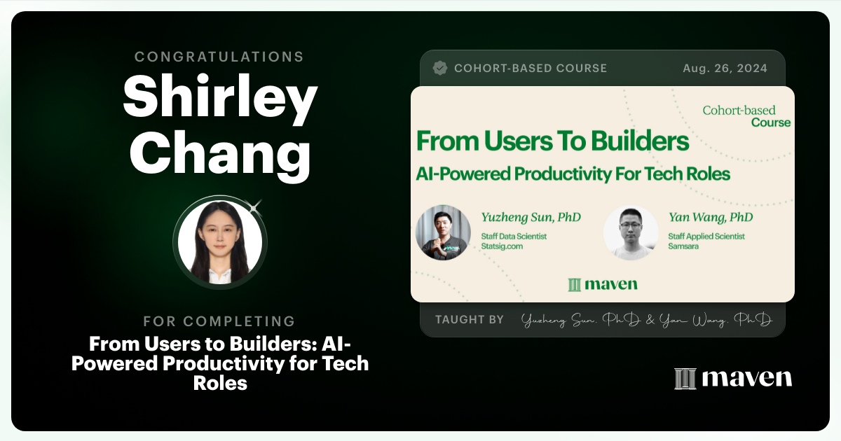Certificate of Completion for Build with AI. Outgrow the Tutorials. | AI Builders 2027