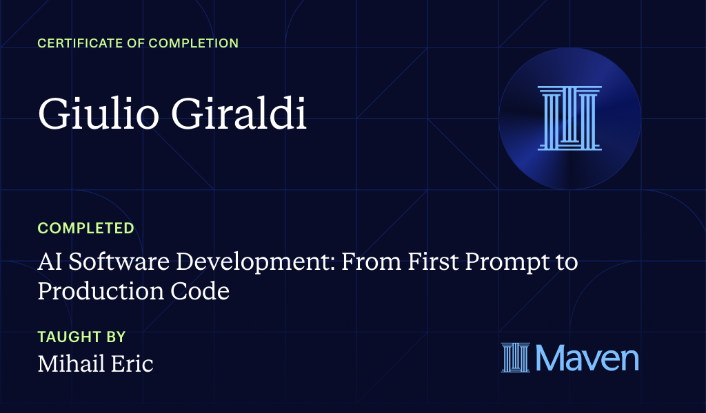 Certificate for AI Software Development: From First Prompt to Production Code