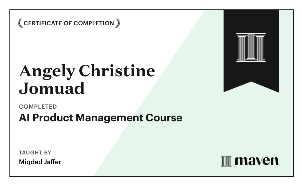 Certificate for AI Product Management Course
