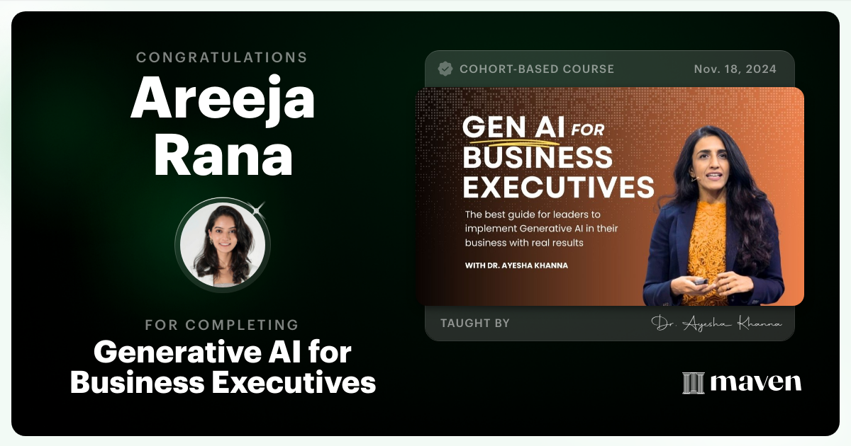 Certificate of Completion for Generative AI for Business Executives