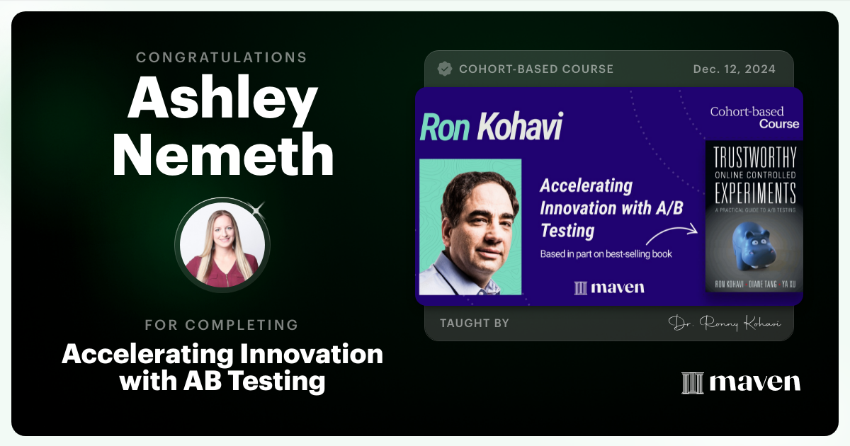 Certificate of Completion for Accelerating Innovation with A/B Testing