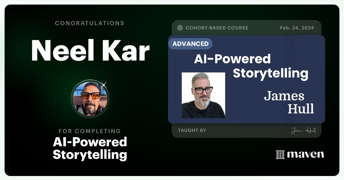 Certificate of Completion for Mastering Narrative Design with Dramatica