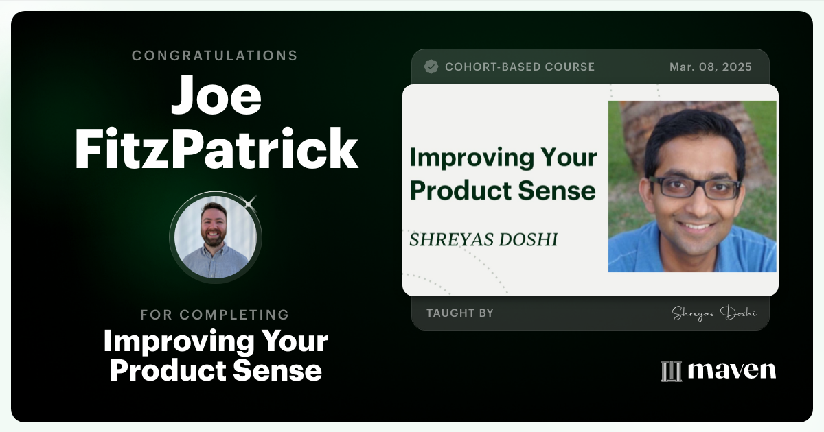 Certificate of Completion for World-class Product Sense in Practice