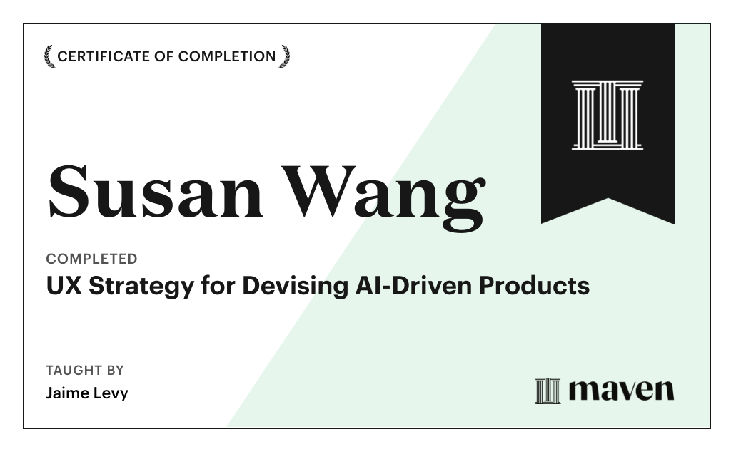 Certificate for UX Strategy for Devising AI-Driven Products