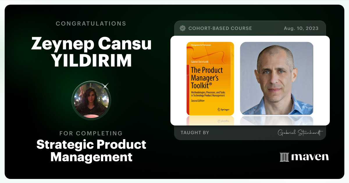 Certificate of Completion for Introduction to Strategic Product Management