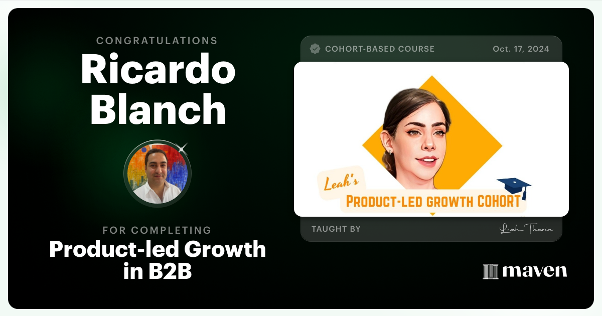 Certificate of Completion for Product-led Growth in B2B