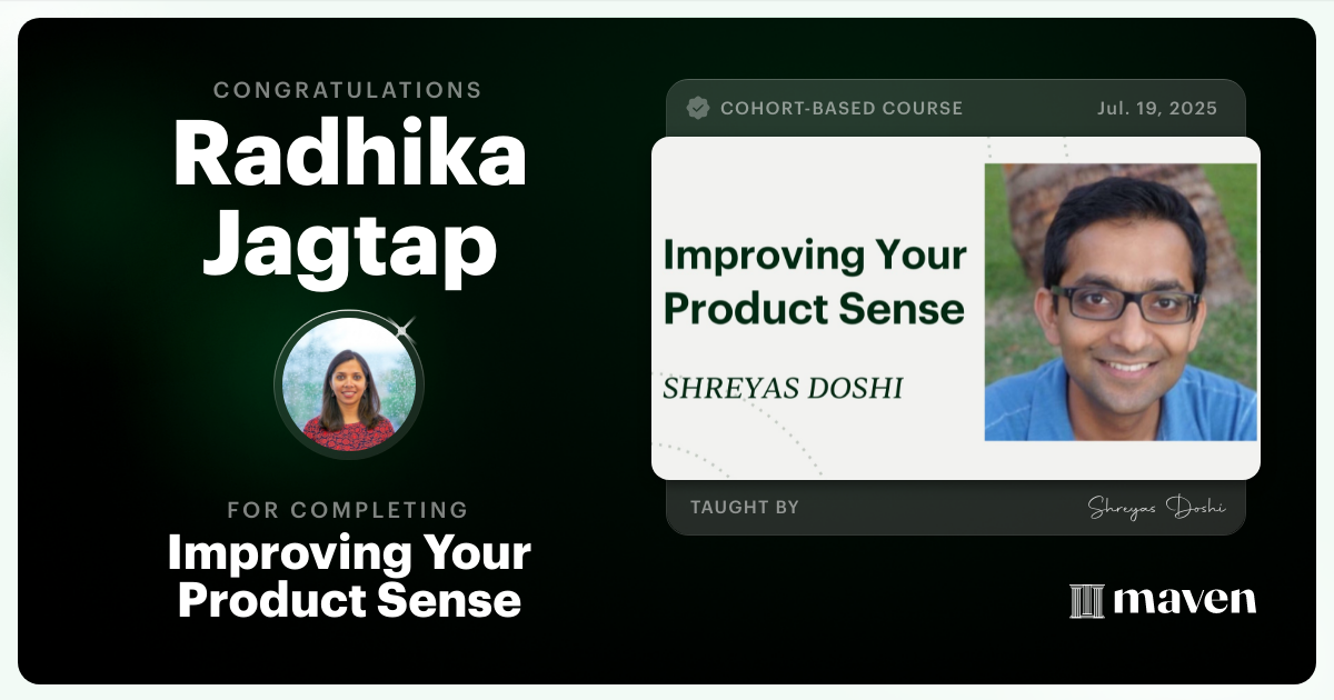 Certificate of Completion for World-class Product Sense in Practice