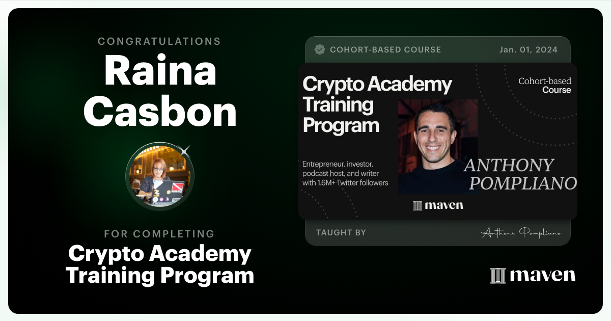 Certificate of Completion for Crypto Academy Training Program