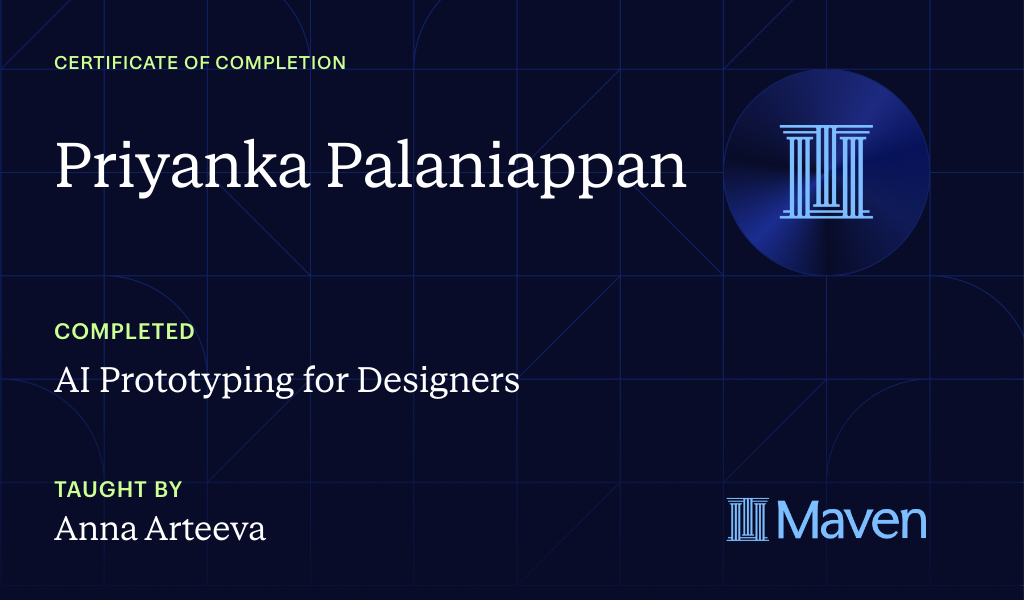 Certificate for AI prototyping for designers