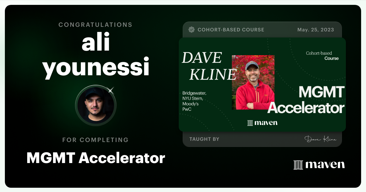 Certificate of Completion for MGMT Accelerator: AI-Enhanced Leadership